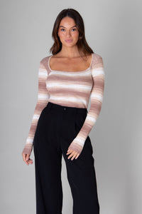 Lenny Stripe stitch detail Top