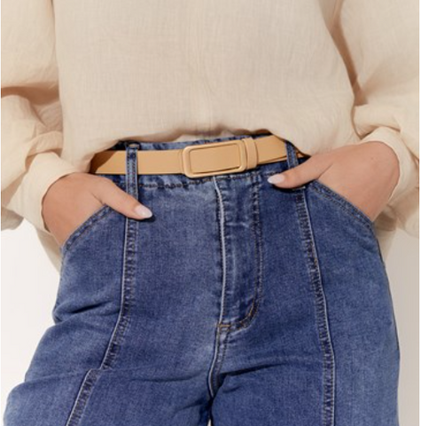 Matte Buckle Thin Jeans Belt