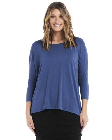 Betty Basics -  Milan 3/4 Sleeve Top Blue Haze